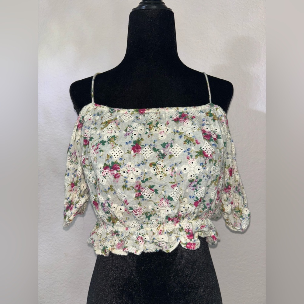 Topshop Floral Off-Shoulder Blouse